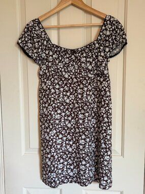 Puff Sleeve Bitter Chocolate Crochet Fit Flare Dress No Boundaries L 12-14